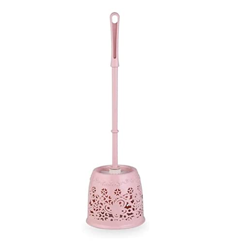 Toilet Brush Plastic Home Toilet Brush Holder Stand Guard Set Bathroom Cleaning Tools Cleaning Brush Long Handle Toilet Brush Toilet Tools (Color : Pink) - color: Pink