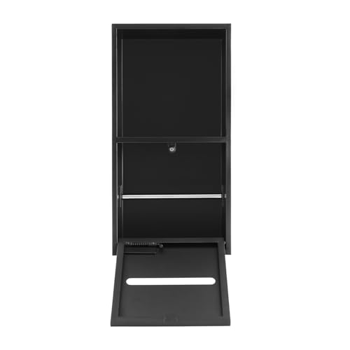 2 Tier Bathroom Wall Niche, Toilet Paper Holder with Shelf, Recessed Stainless Steel Organizer for Bathrooms, Living Rooms, Bedrooms, 8.54x4.92x16.54in (Black) - color: Black
