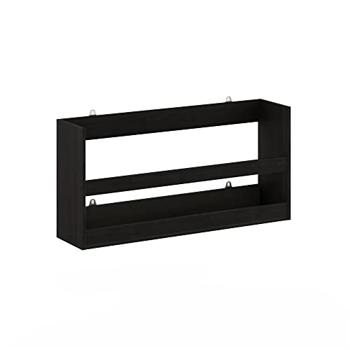 Rectangular Wall Shelf with Guard Rail, Wall Mounted Shelves, Floating Shelf, Floating Shelves for Wall, for Home Office, Bedroom, Bathroom, Living Room, Espresso - color: Espresso