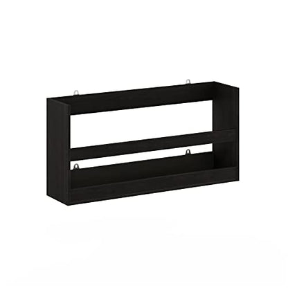 Rectangular Wall Shelf with Guard Rail, Wall Mounted Shelves, Floating Shelf, Floating Shelves for Wall, for Home Office, Bedroom, Bathroom, Living Room, Espresso - color: Espresso