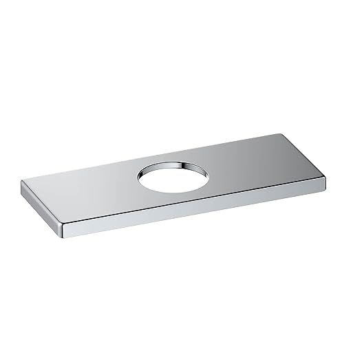6-Inch Cubic Chrome Finish Bathroom Faucet Hole Cover Plate – Solid Stainless Steel Deck Escutcheon Plate for 1 or 3 Hole Bathroom Sink Faucet, Rust-Resistant (KFC102) - color: Chrome
