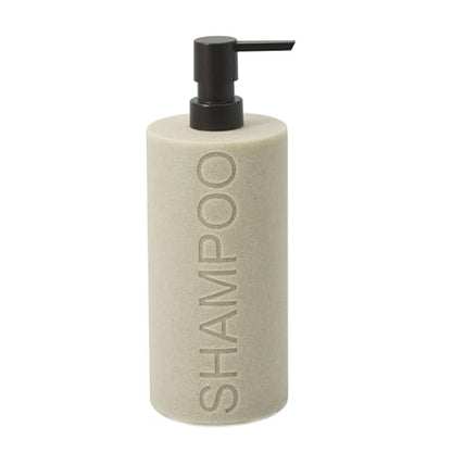 Resin Tan Sandstone Shampoo Engraved Bottle Refillable Pump Dispenser, Durable Waterproof Resin Construction for Bath, Shower - Tan Sandstone ORB Pump - color: Tan Sandstone Resin, Orb Pump - Shampoo