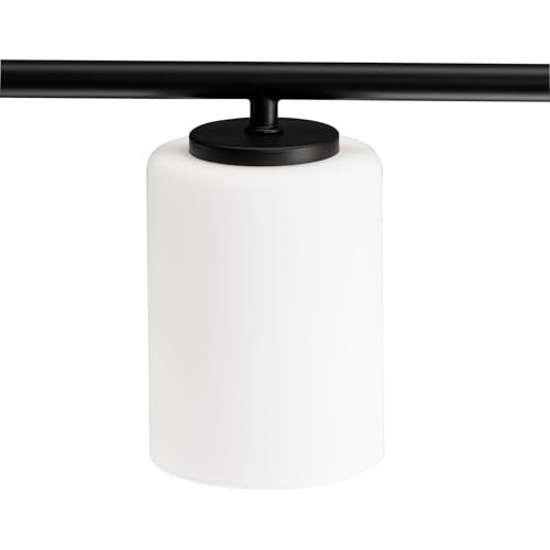 Progress Lighting Replay Collection 48 in. 6-Light Textured Black Etched White Glass Modern Bath Vanity Light - color: Textured Black, size: 6-Light