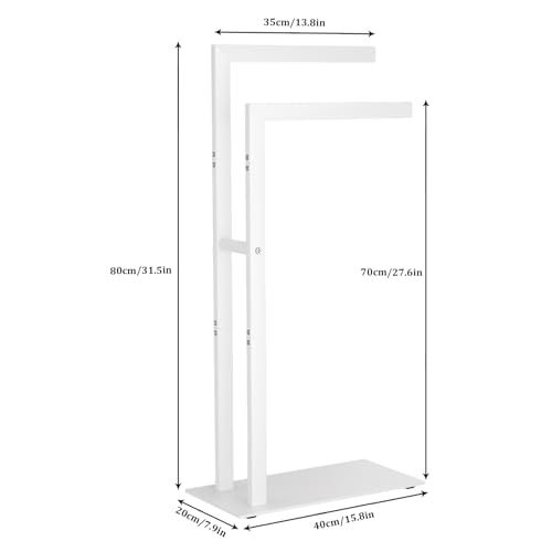 Yawinhe 2 Tier Free Standing Towel Rack,31.5in Towel Drying Rack,White | Blanket Holder with Marble Base;Tall Towel Drying Rack Outdoor; Metal Towel Stand for Bathrooms;Hand Holder for Bathroom - color: White