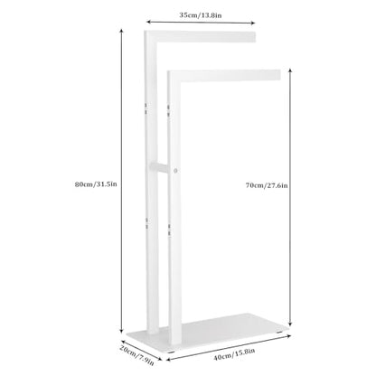 Yawinhe 2 Tier Free Standing Towel Rack,31.5in Towel Drying Rack,White | Blanket Holder with Marble Base;Tall Towel Drying Rack Outdoor; Metal Towel Stand for Bathrooms;Hand Holder for Bathroom - color: White