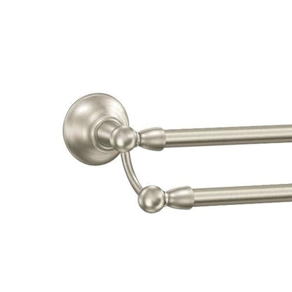 Moen Sage Collection Spot Resist Brushed Nickel 24-Inch Double Bathroom Towel Bar, Wall Mounted Bath Hanger with Two Rods, DN6822BN