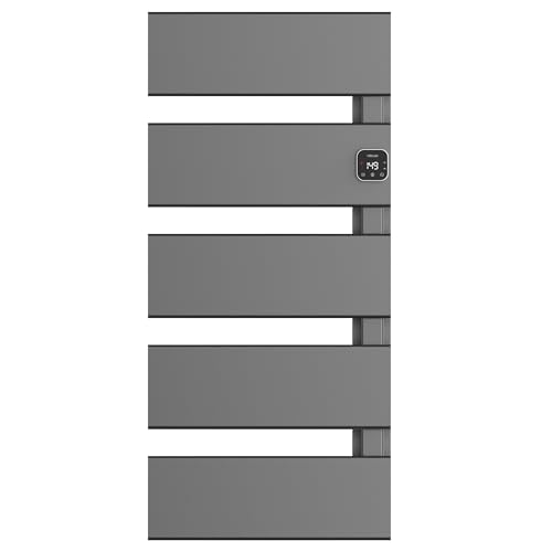 L Series Electric Towel Warmer for Bathroom, 5 Panel, Gun Gray | Thermo Control and Timer, Fast Heat in 3 Mins, Dry Towels in 4 hrs, Memory Function, Work with Smart Plug, Right-Wiring - color: Gun Gray, size: 5 Panel