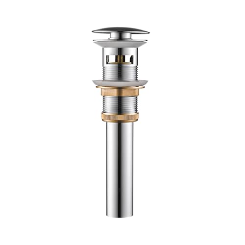 AVSIILE Chrome Bathroom Sink Drain with Overflow Vessel Sink Stopper Pop Up Drain Assembly for 1.6"-1.9" Sink Hole, All Metal Rustproof Brass and 304 Stainless Stee - color: Chrome, style: Overflow