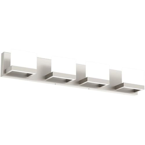 Tipace 4 Lights LED Modern Vanity Light Brushed Nickel Bathroom Lighting Fixture Up and Down Bathroom Wall Light Over Mirror(White Light 6000K) - color: Brushed Nickel, size: 4 Lights,28-inch