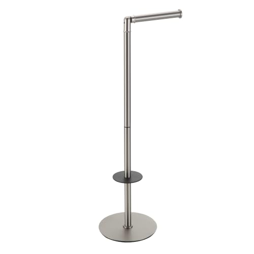 Toilet Paper Holder Stand Freestanding, Heavy Duty Bathroom Tissue Holder Brushed Nickel - color: Brushed Nickel