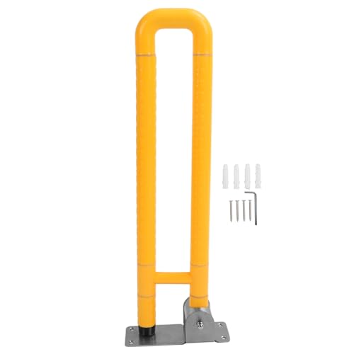 Foldable Toilet Grab Bar Handles, Stainless Steel Flip Up Safety Support Rails, Non Slip Bathroom Seat Assist Bar for Elderly and Disabled, Yellow (Yellow) - color: Yellow