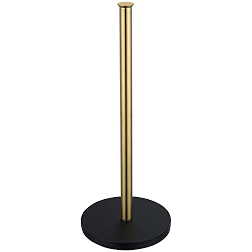 JQK Toilet Paper Storage Stand Gold, 304 Stainless Steel Thicken 0.8mm Tissue Reserve Holder Dispenser for Bathroom, Brushed Gold, TPS180-BG - color: Gold & Black Base