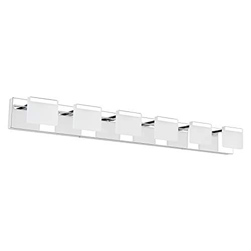 Ralbay LED Modern Vanity Light 6 Light Bathroom Vanity Lights Acrylic Stainless Steel Bathroom Vanity Lighting Fixtures - color: Chrome, size: 6-Light