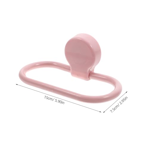 2pcs Adhesive Hand Towel Rings Wall-Mounted Bathroom and Kitchen Towel Holder Rack for Bathroom Wall Storage No Drill Sticky Mount Drying Rack Set (Pink White)