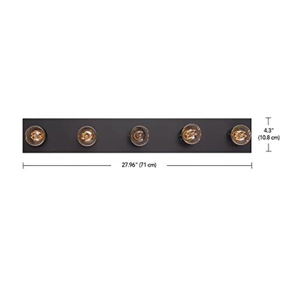 Globe Electric 5-Light Vanity Light, Matte Black, Modern Glam, Bathroom Fixture, Horizontal Vertical Mount, 52088