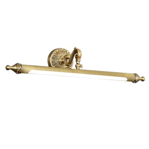 Aiwen LED Vanity Light Fixture 9W 22.04 inch Bath Vanity Lights with PC Lamp Shade Retro Artwork Picture Lighs Wall Sconces for Dressing Bathroom Lighting Cool White 6000k - color: Brass Gold(CCT: Cool White 6000K), size: 9W/22.04inch