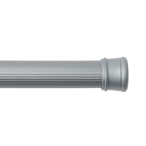 Kenney KN609L/13 Twist & Fit No Tools Spring Tension Standard Shower Curtain Rod with Non-Slip, Non-Scratch Ends, 42-72" Adjustable Length, Easy Install, Silver, 1" Diameter Rust Resistant Steel Tube - color: Silver