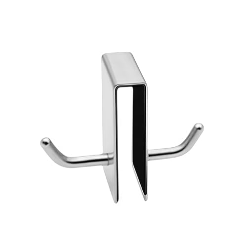 Double Hooks for Glass Shower Door, Over The Glass Towel Hooks - No Drill Bathroom Organizer, Shower Caddy for Towels, Robes, Loofahs