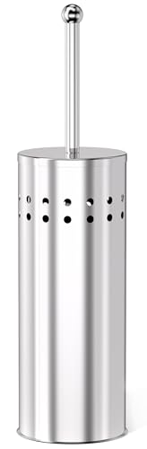 DOWRY Toilet Plunger with Holder for Bathroom | Hidden Toilet Bowl Cleaners Long Handle with Cover Powerful Force Suction Cup Heavy Duty Deep Cleaning Chrome 18.7In - color: Chrome