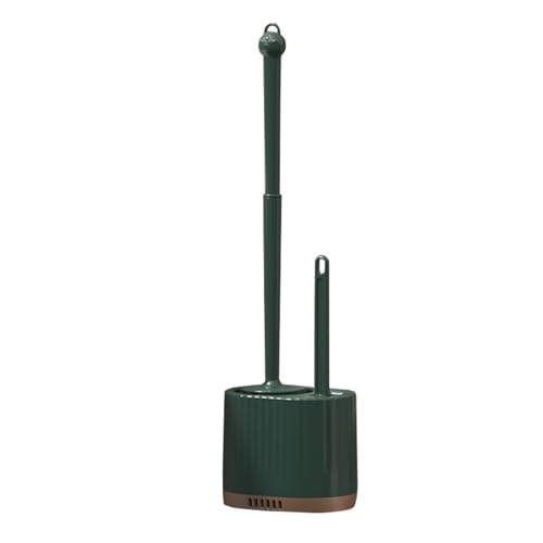 2 in 1 Toilet Bowl Brush Plunger Set,Toilet Brush and Holder Set Toilet Bowl Brush with Tweezers Long Handle,Ventilation Slots Base,Toilet Cleaner Brush for Bathroom Deep Cleaning - color: Dark Green