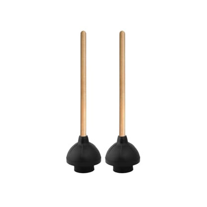 Superio Heavy Duty Plunger with 21 Inch Wooden Handle, Black Rubber - Classic Toilet Plunger, Heavy Duty, Double Thrust Force Cup, Rubber Toilet Plunger, Black Plunger (Wood-2 Pack) - size: 2 Pack