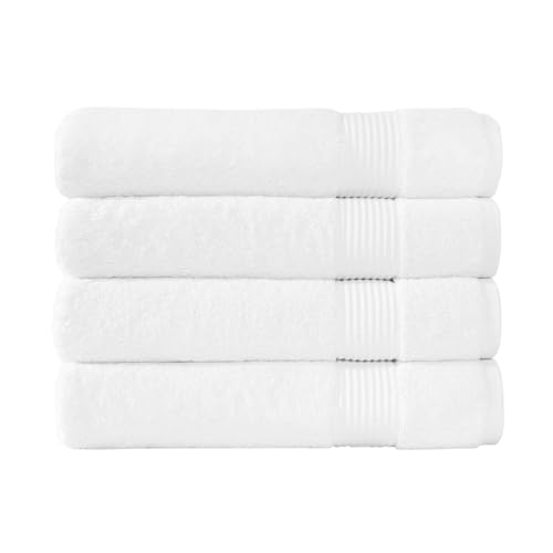 CTT - Premium 4 Piece Bath Towel Set, Made with 100% Turkish Cotton, Quick Drying, Highly Absorbent & Comfy Towels for Spa & Hotel | 30"x54" (White) - color: White, size: Bath Towels - 4 Piece Set