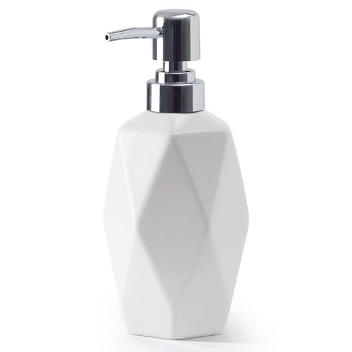Soap Dispenser, 13.5oz Ceramic Soap Dispenser Bathroom for Kitchen & Bathroom (White) - color: White