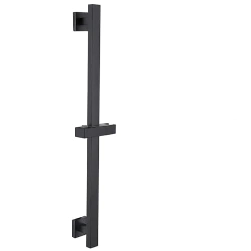 Bathroom Shower Slide Bar,26 Inch Square Slide Bar | with Height/Angle Adjustable Handheld Shower Head Holder Wall Mount , SUS 304 Stainless Steel (Matter Black)