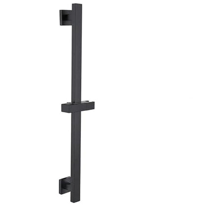 Bathroom Shower Slide Bar,26 Inch Square Slide Bar | with Height/Angle Adjustable Handheld Shower Head Holder Wall Mount , SUS 304 Stainless Steel (Matter Black)