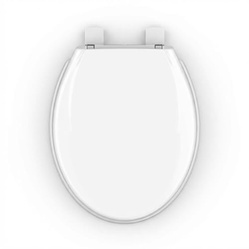 Slow-Close Elongated Toilet Seat - Soft Closing, Noiseless Design, Universal Fit for Standard Toilets, Easy Installation - color: Round, size: White