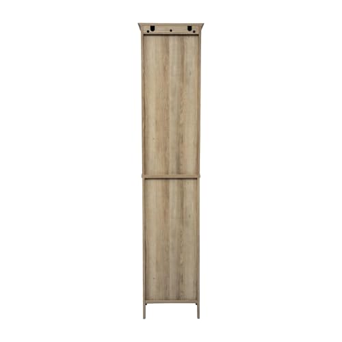 Flash Furniture Freestanding Bathroom Linen Tower Storage Cabinet, Brown | Farmhouse, Magnetic Close Doors, 2 Adjustable Shelves, Open Display Shelf - color: Brown