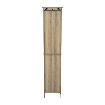 Flash Furniture Freestanding Bathroom Linen Tower Storage Cabinet, Brown | Farmhouse, Magnetic Close Doors, 2 Adjustable Shelves, Open Display Shelf - color: Brown