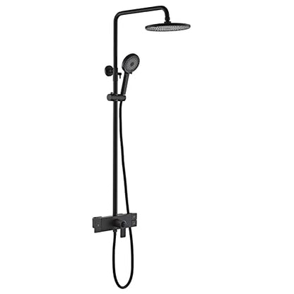 Shower Faucet Set Thermostatic System Wall Mounted Rain Combo Single Handle Tub and Trim Kit 9 Inches Rainfall Head with Waterfall Spout, Handheld Sprayer,Black (Nero) - color: Nero