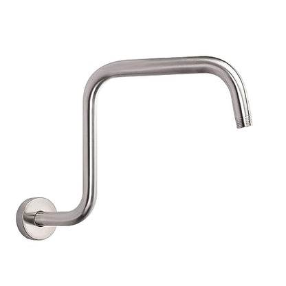 S Shaped Shower Arm, High Rise Shower Head Extension Pipe Standard 1/2" Connection with Flange, Awesome Shower Experience-Stainless Steel Bathroom Accessory(13 Inch Z-S Shape, Brushed Nickel) - color: Brushed Nickel, style: 13" Z Shape