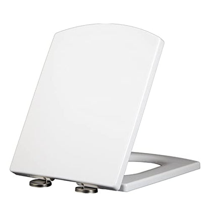 Shape Toilet Seat for Compact Toilet, Quick Release Heavy Duty Toilet Seat, Soft Close Toilet Seat Easy Clean Install, White - size: Square