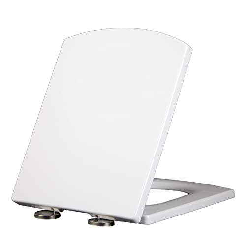 Shape Toilet Seat for Compact Toilet, Quick Release Heavy Duty Toilet Seat, Soft Close Toilet Seat Easy Clean Install, White - size: Square