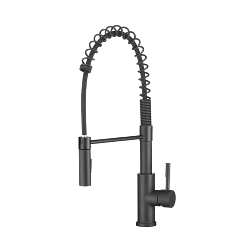 Dura Faucet DF-MK504SLK-MB RV Pull-Down Kitchen Faucet (Matte Black) | High-arc spring pull-down kitchen faucet for RV and camper galleys. Matte Black finish. - color: Matte Black