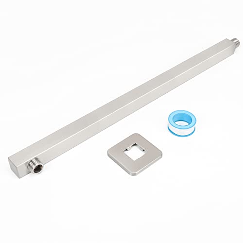 Shower Arm, Rain Shower Head Extension Extender, With Flange and Teflon Tape, Made of Thicken Stainless Steel for Bathroom Rainfall Shower (20 Inch, Brushed Nickel) - color: Brushed Nickel, style: 20 Inch