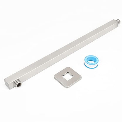 Shower Arm, Rain Shower Head Extension Extender, With Flange and Teflon Tape, Made of Thicken Stainless Steel for Bathroom Rainfall Shower (20 Inch, Brushed Nickel) - color: Brushed Nickel, style: 20 Inch