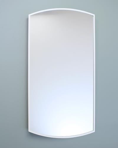 16x26 Harper Crescent Metal Framed Rectangle Recessed Bathroom Medicine Cabinet, Arced Mirror, 14x24 in-Wall Opening, Adjustable Glass Shelves, Magnet Close, White - color: White, size: 16x26