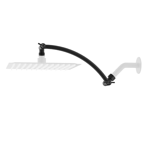 Hibbent All Metal 10'' Shower Head Extension Arm, Matte Black | Solid Brass Adjustable Shower Arm with Lock Joint, Flexible Height & Angle, Universal Connection Shower Head Extender - color: Matte Black, size: 10 Inch