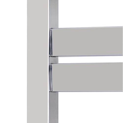 WarmlyYours Milan Heated Towel Rack, 14 Bars, Polished Steel | Wall-mounted hardwired electric towel warmer for spa-like comfort and luxury bathroom upgrade, dries multiple towels