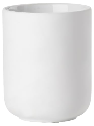 ZONE DENMARK Nova One Toothbrush Mug | Sleek and Modern Bathroom Accessory | Revitalize Your Daily Routine with Scandinavian Elegance and Practicality Unite in This Soft Touch Coating (White) - color: White, size: L:H:10.3cmD:8.3cm