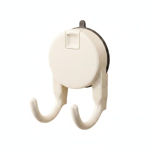 Suction Cup Tissue Box Holder for Bathroom, Wall Mount Dispenser with Double Hooks for Tile & Glass, No Drilling Required (Gray/White) - color: White