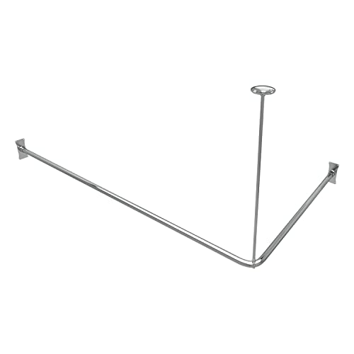 Naiture Stainless Steel 36" x 36" Corner Shower Curtain Rod, Chrome | Includes 36" Ceiling Support and Mounting Hardware, Cut to Fit, Permanent Wall Mount, L Shape Seamless Rod When Connected - color: Chrome, size: 36'' x 36''
