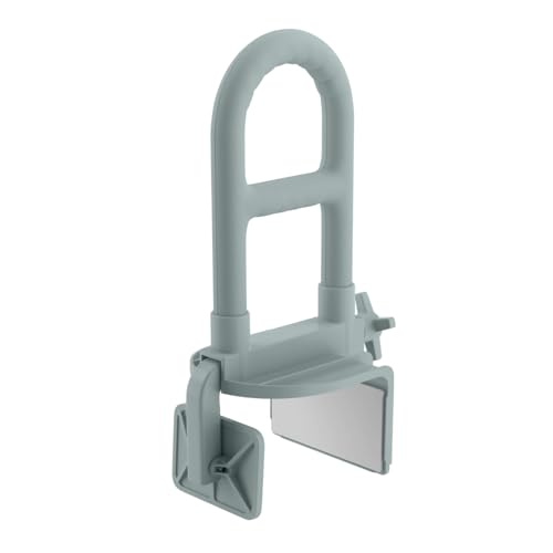 Medline Clamp-On Bathtub Grab Bar, Fits Tub Walls 2.75–6.25 in Wide | 250 lb Capacity, Tool-Free Installation, Rubber-Padded Grip, Built-In Microban Protection, Light Gray - color: Light Gray