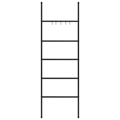 5-Tier Towel Ladder Rack, Wall Leaning Blanket Holder for Bathroom Bedroom Living Room, Modern Decorative Iron Storage Organizer, 68.9 Inches Tall, Black