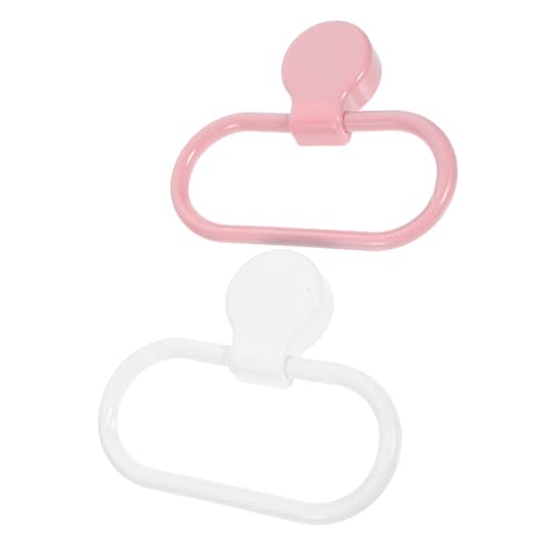 POPETPOP 2Pcs Adhesive Towel Ring Space Saving Plastic Hand Towel Holder for Bathroom Kitchen Modern Design Easy Installation Decor