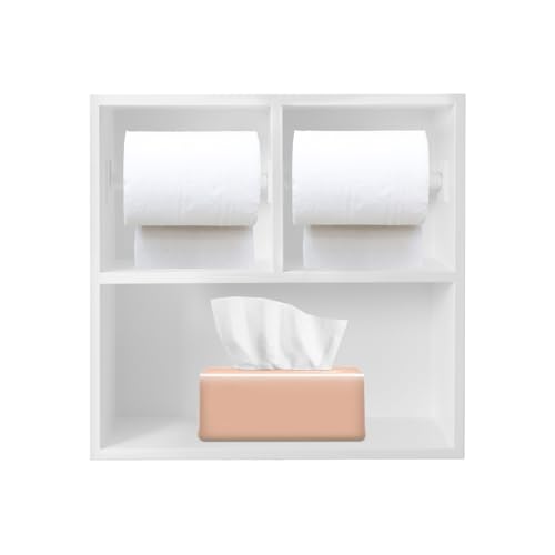 Dual Toilet Roll Holder, Recessed Toilet Paper Holder 304 Stainless Steel | Toilets Paper Holders Horizontal Toilets Paper Niche Toilet Niche Dispenser with Storage 12.2 LX 3.94W X 12.2H in (White) - color: White
