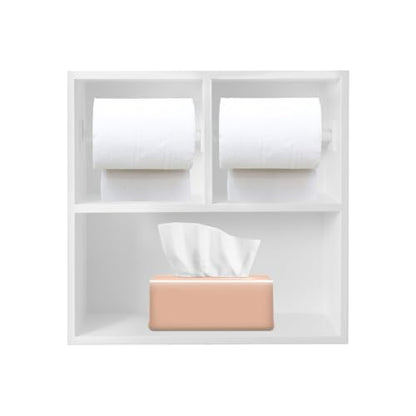 Dual Toilet Roll Holder, Recessed Toilet Paper Holder 304 Stainless Steel | Toilets Paper Holders Horizontal Toilets Paper Niche Toilet Niche Dispenser with Storage 12.2 LX 3.94W X 12.2H in (White) - color: White
